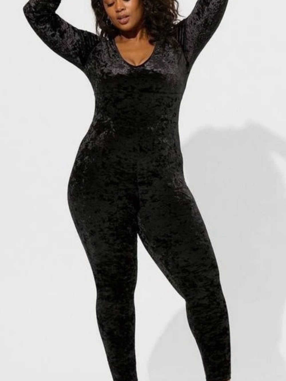 Torrid Black Velvet Catsuit Size 2x